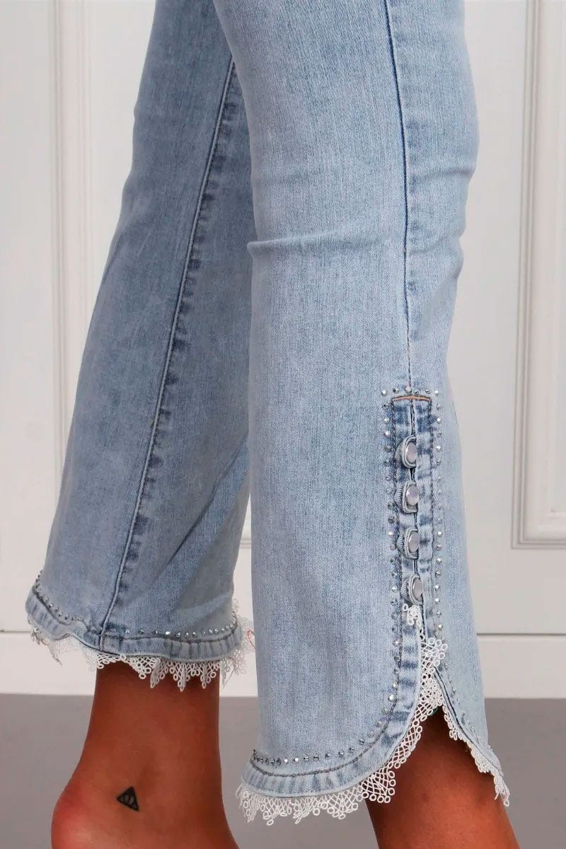 Jeans m. knappdetalj, Denim