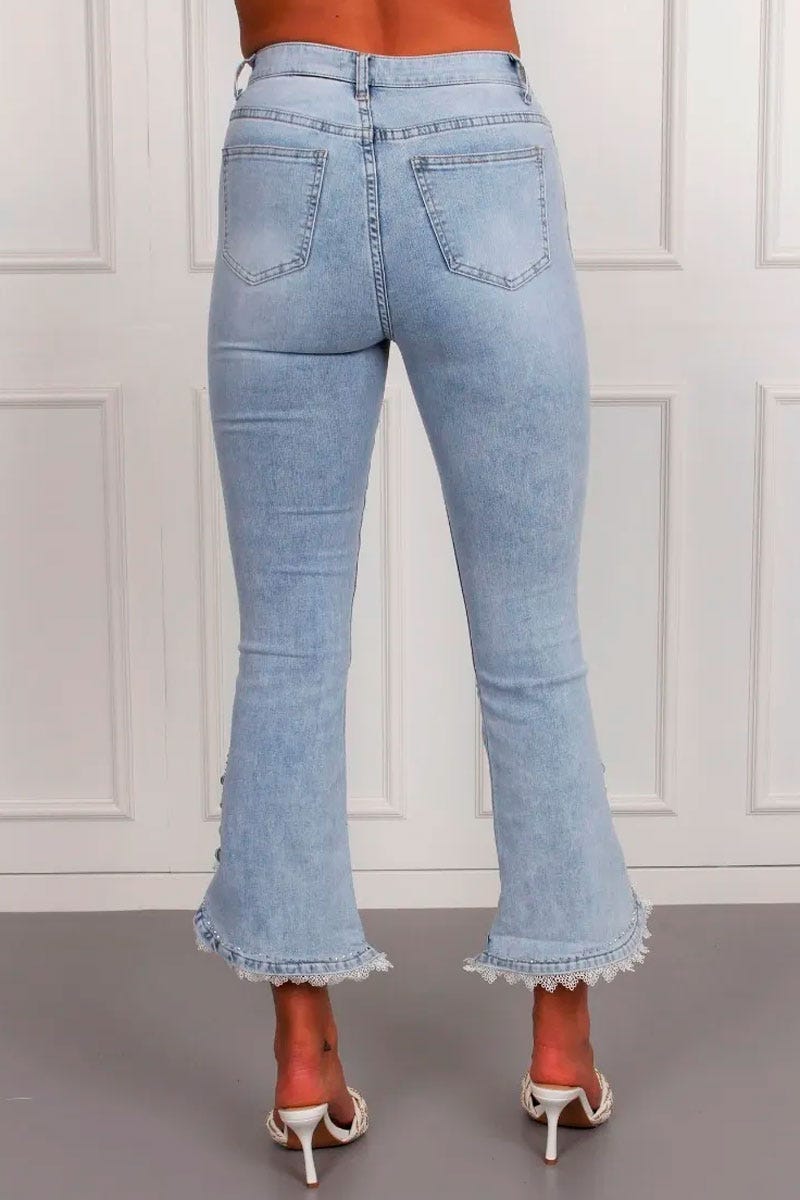 Jeans m. knappdetalj, Denim