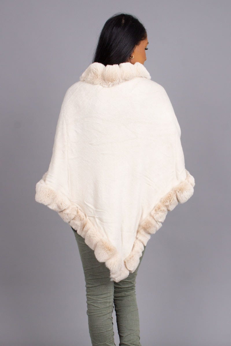 Fuskpäls poncho, Beige