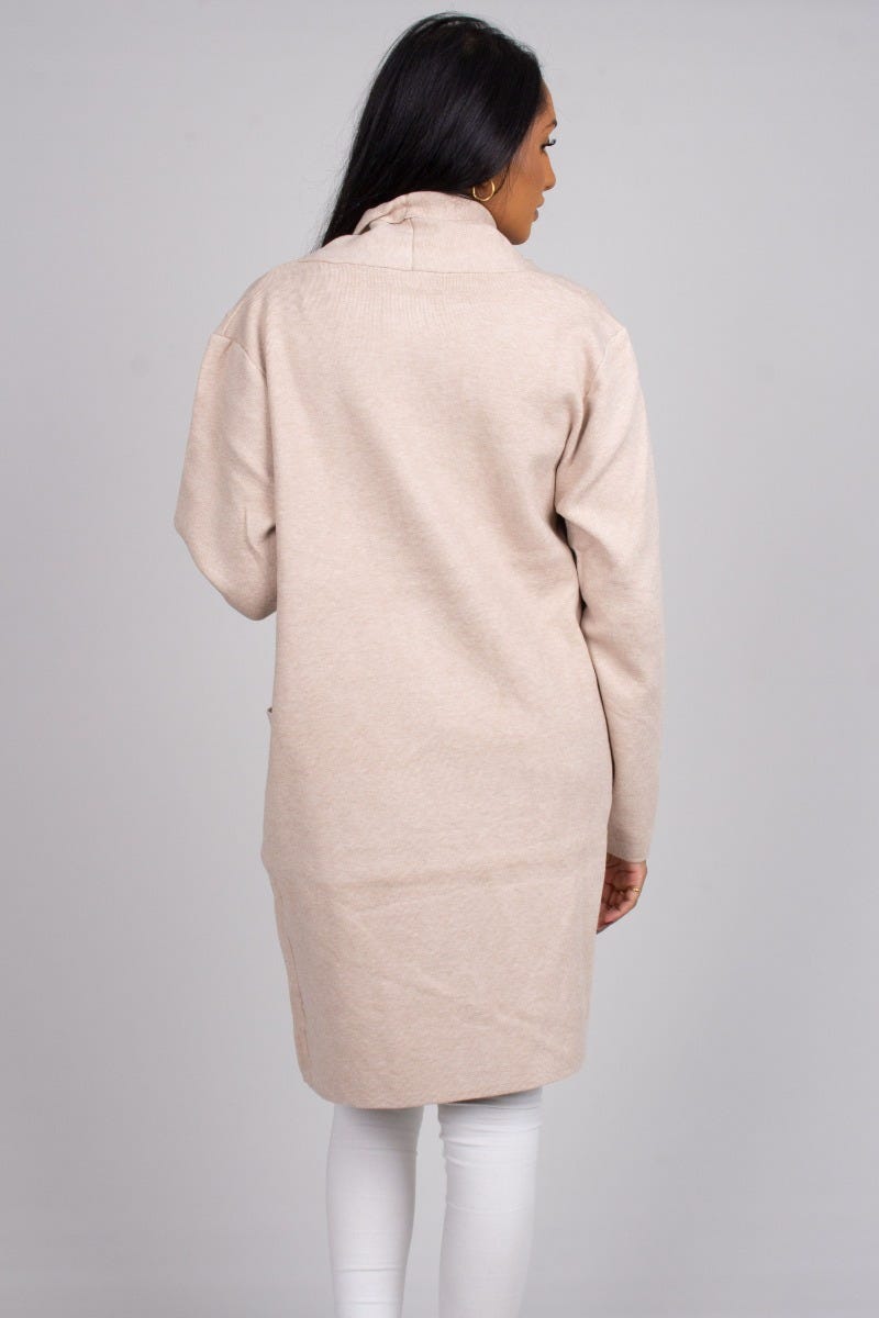 Cardigan m. fickor, Beige