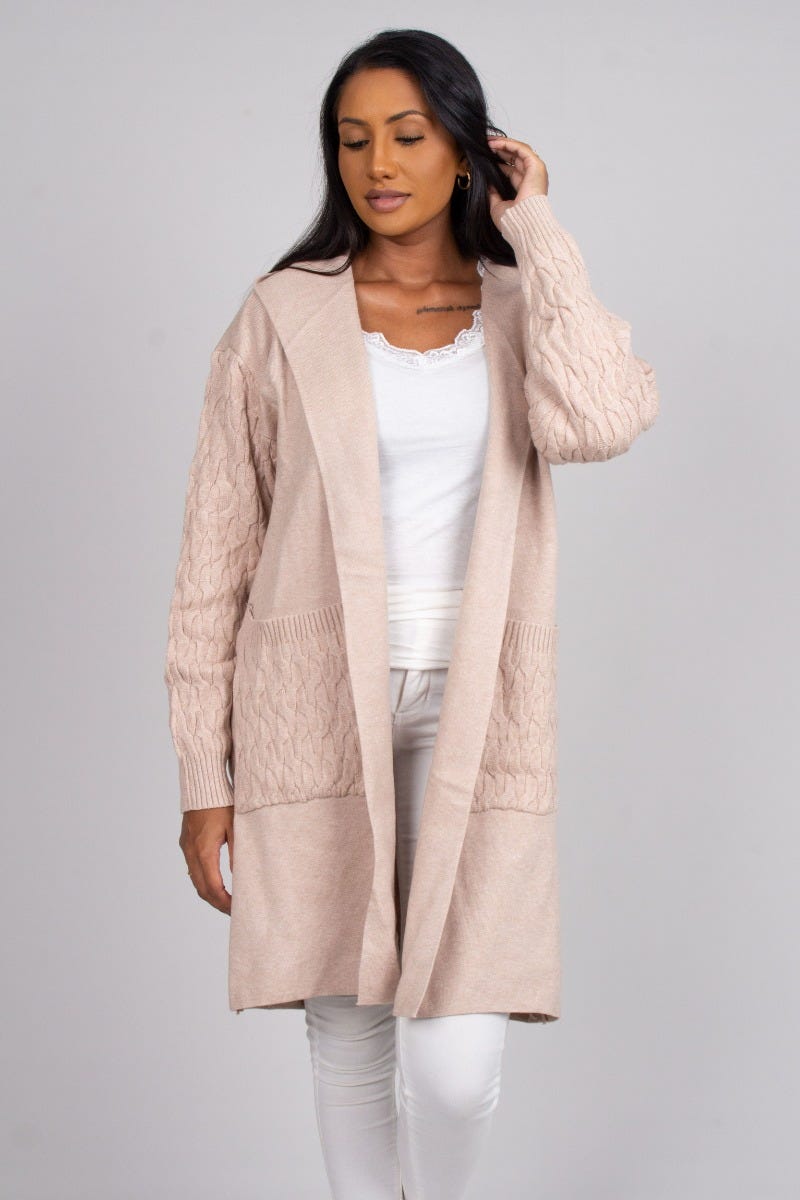 Cardigan m. luva, Beige