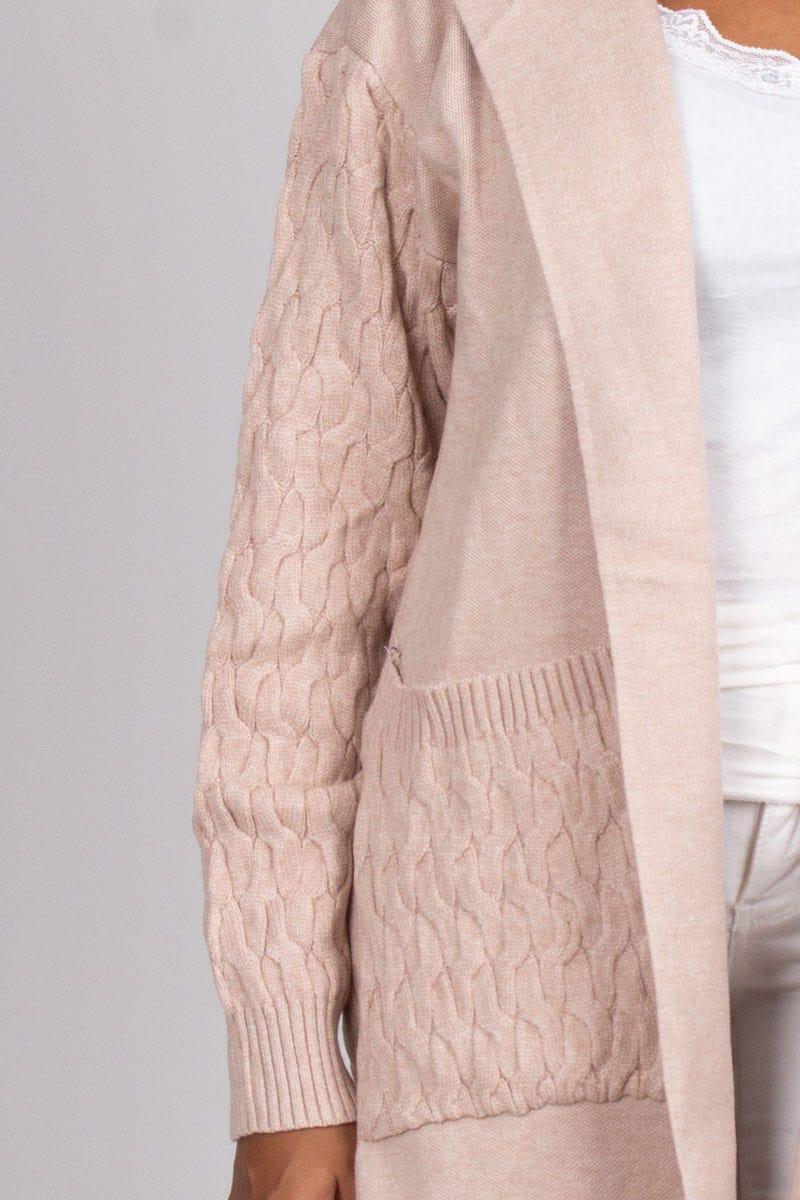 Cardigan m. luva, Beige