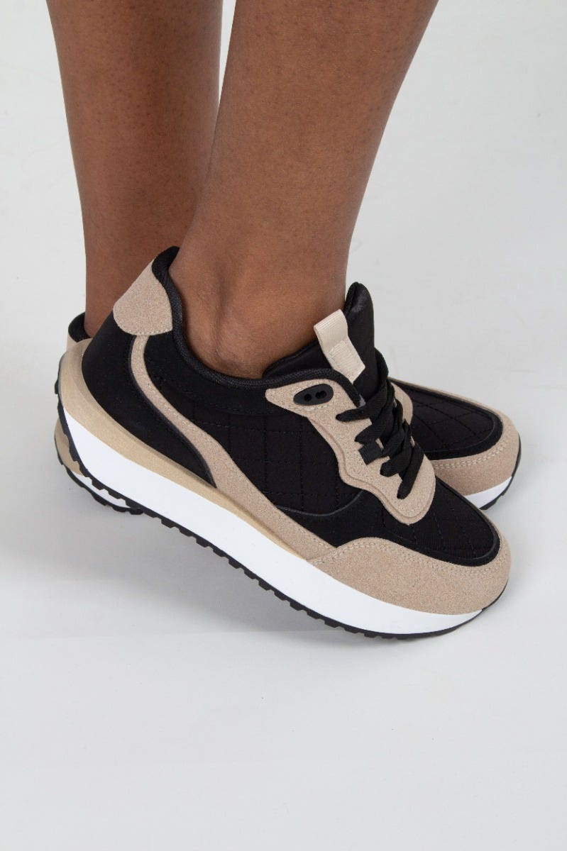 Sneakers, Svart/Beige