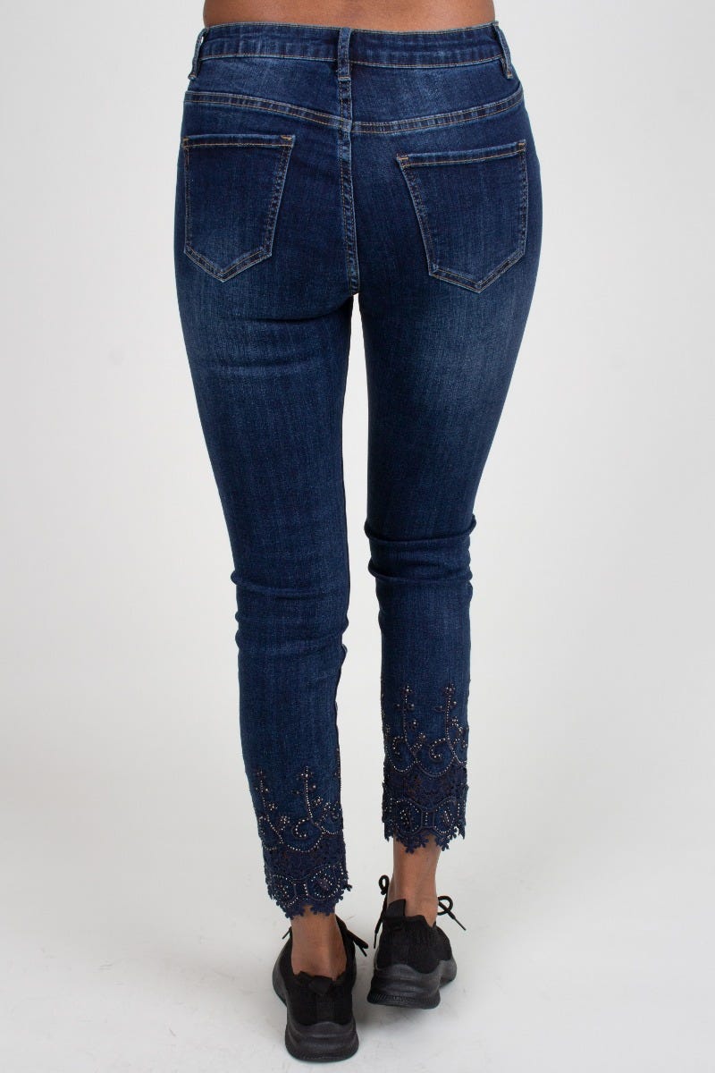 Jeans m. spets, Mörk denim