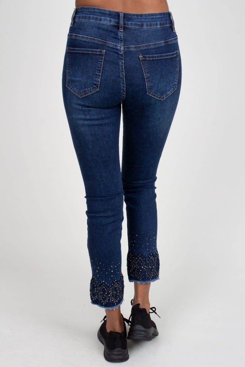 Jeans m. guldstenar, Mörk denim