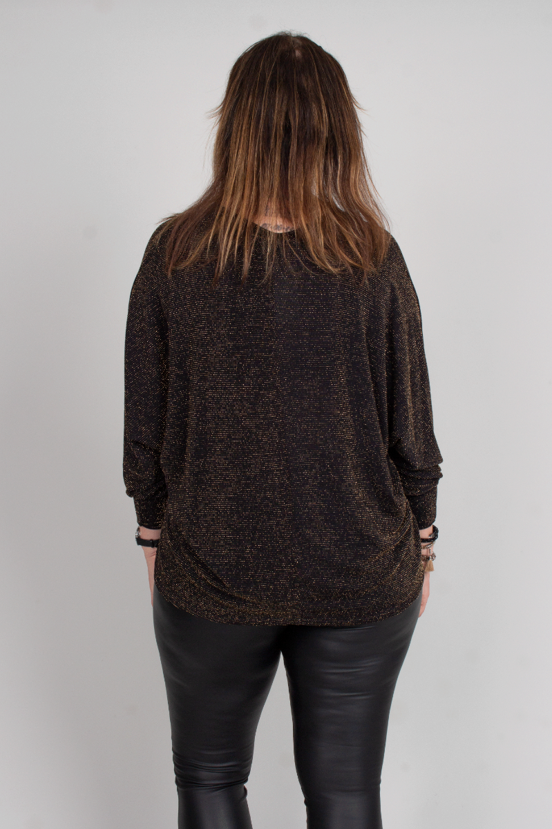  Zip blus m. glitter, Guld