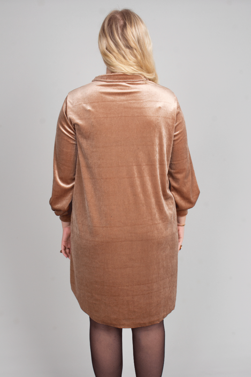 Tunika m. krage velour, Beige