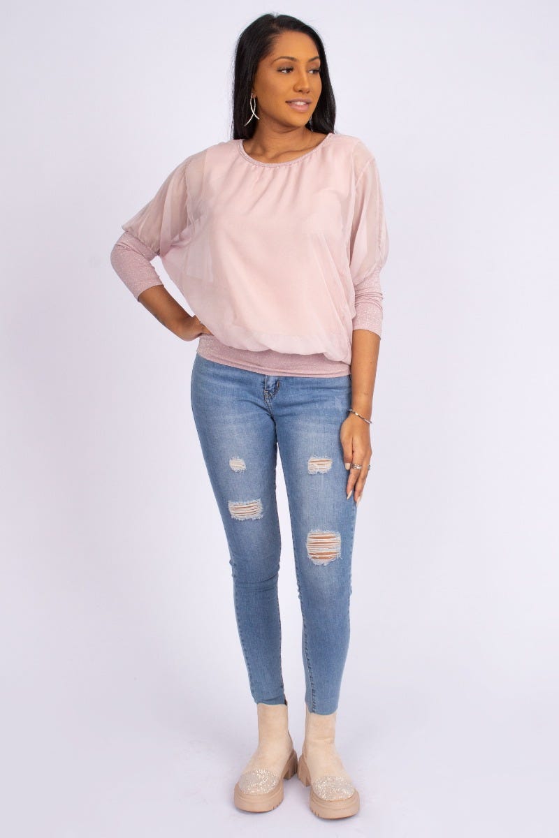 Batwing blus, Rosa