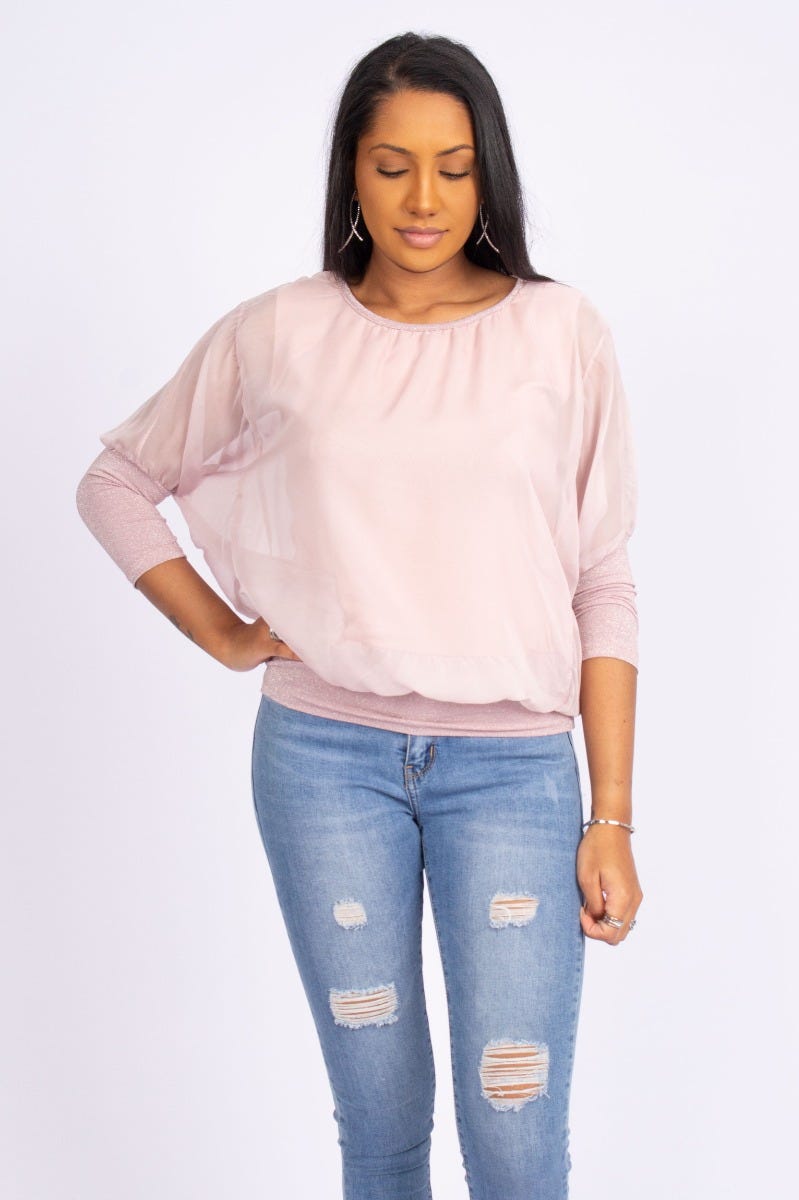 Batwing blus, Rosa