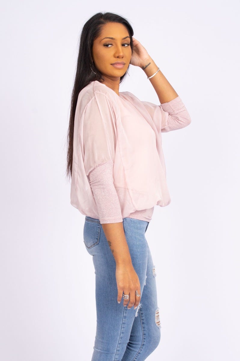 Batwing blus, Rosa