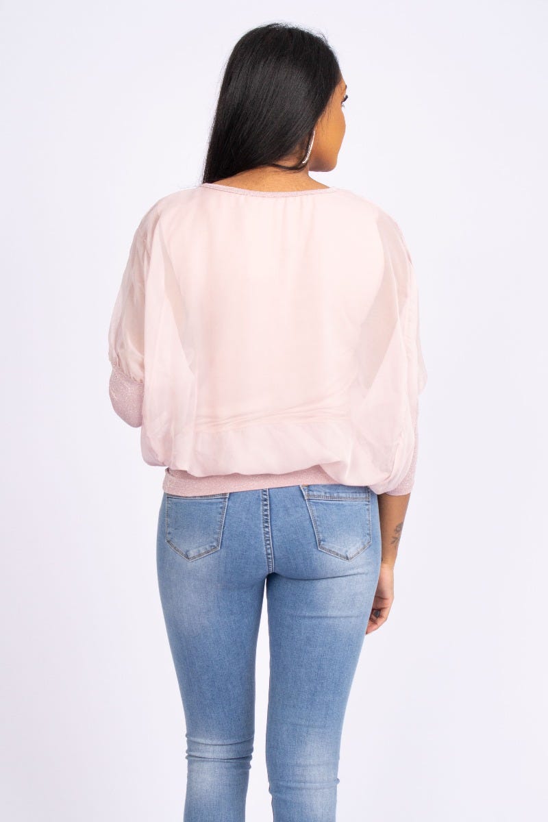 Batwing blus, Rosa