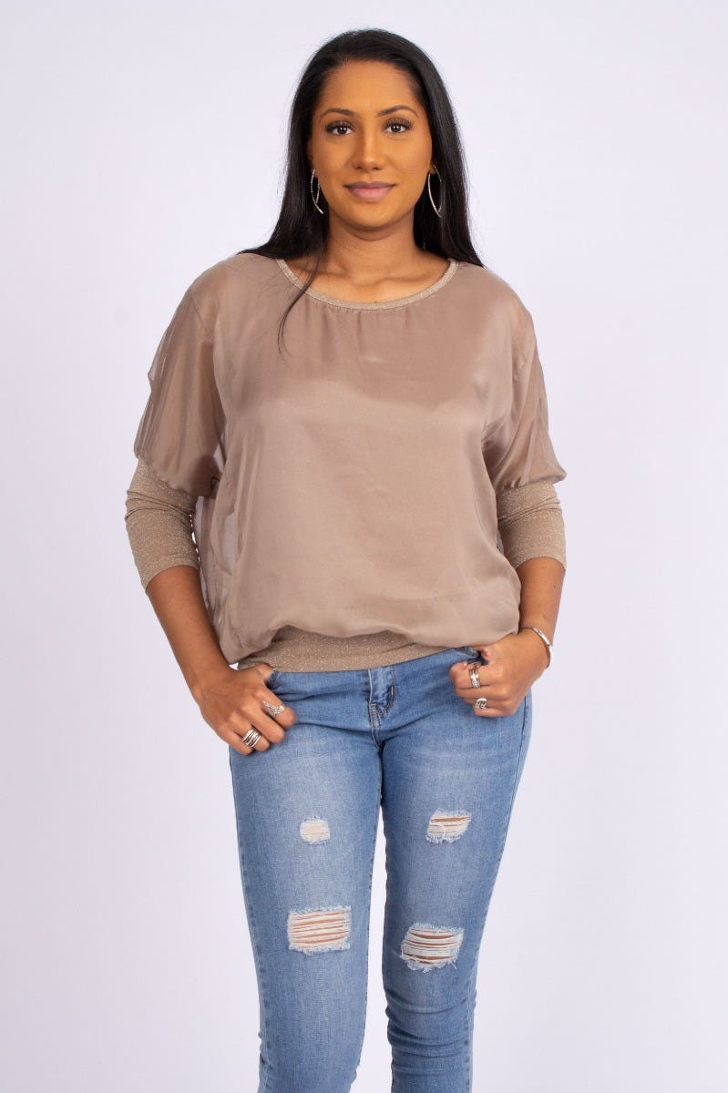 Batwing blus, Taupe