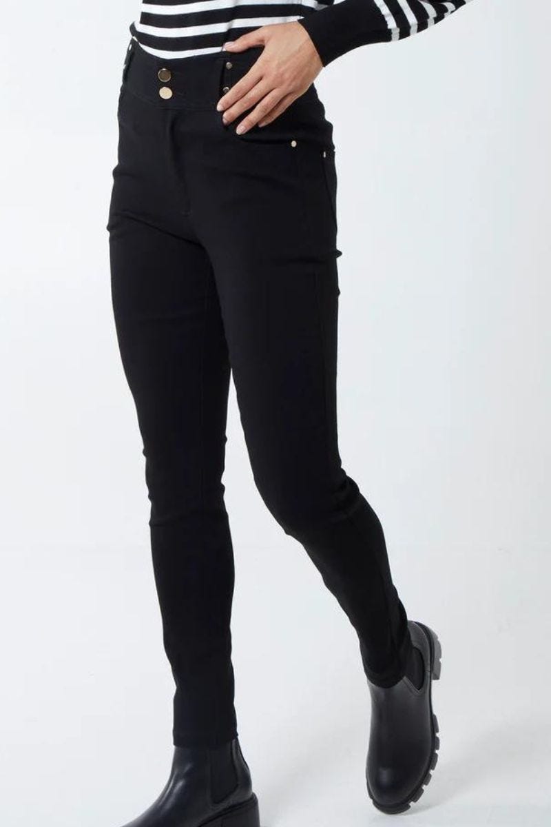 Højtaljede denim skinny jeans Sort