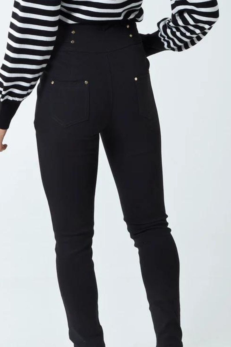 Högmidjade skinny jeans, Svart