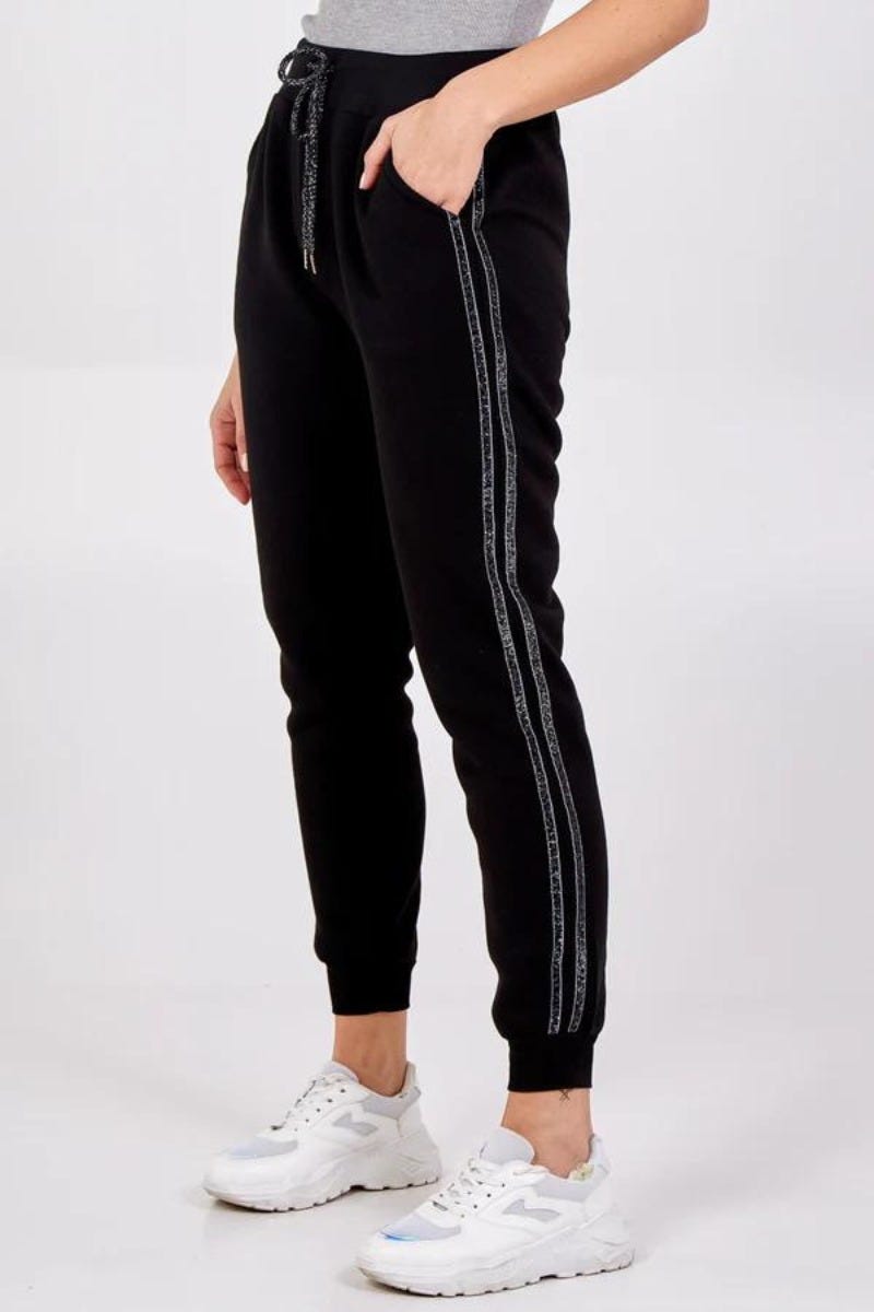 Sweatpants m. silverrand, Svart