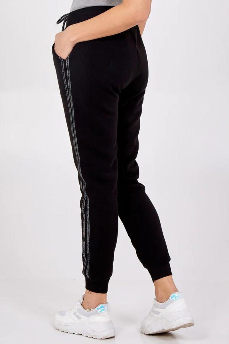 Sweatpants m. silverrand, Svart