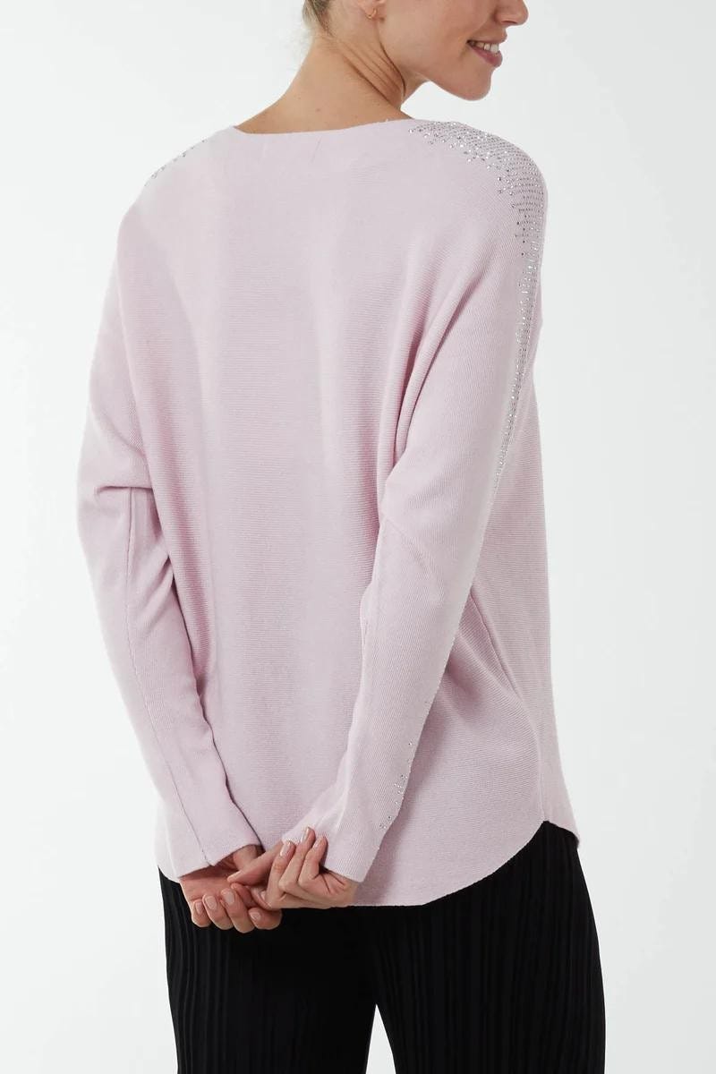 Batwing strik m. nitter Rosa