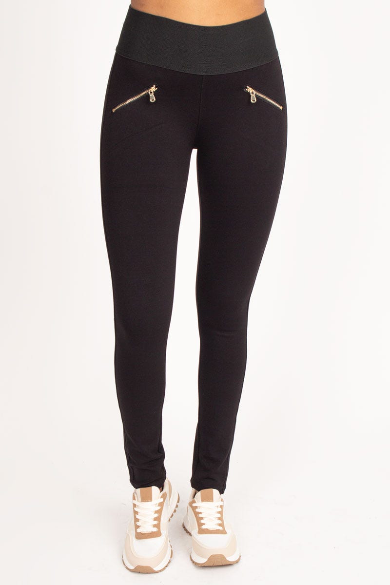 Högmidjade stretch leggings, Svart