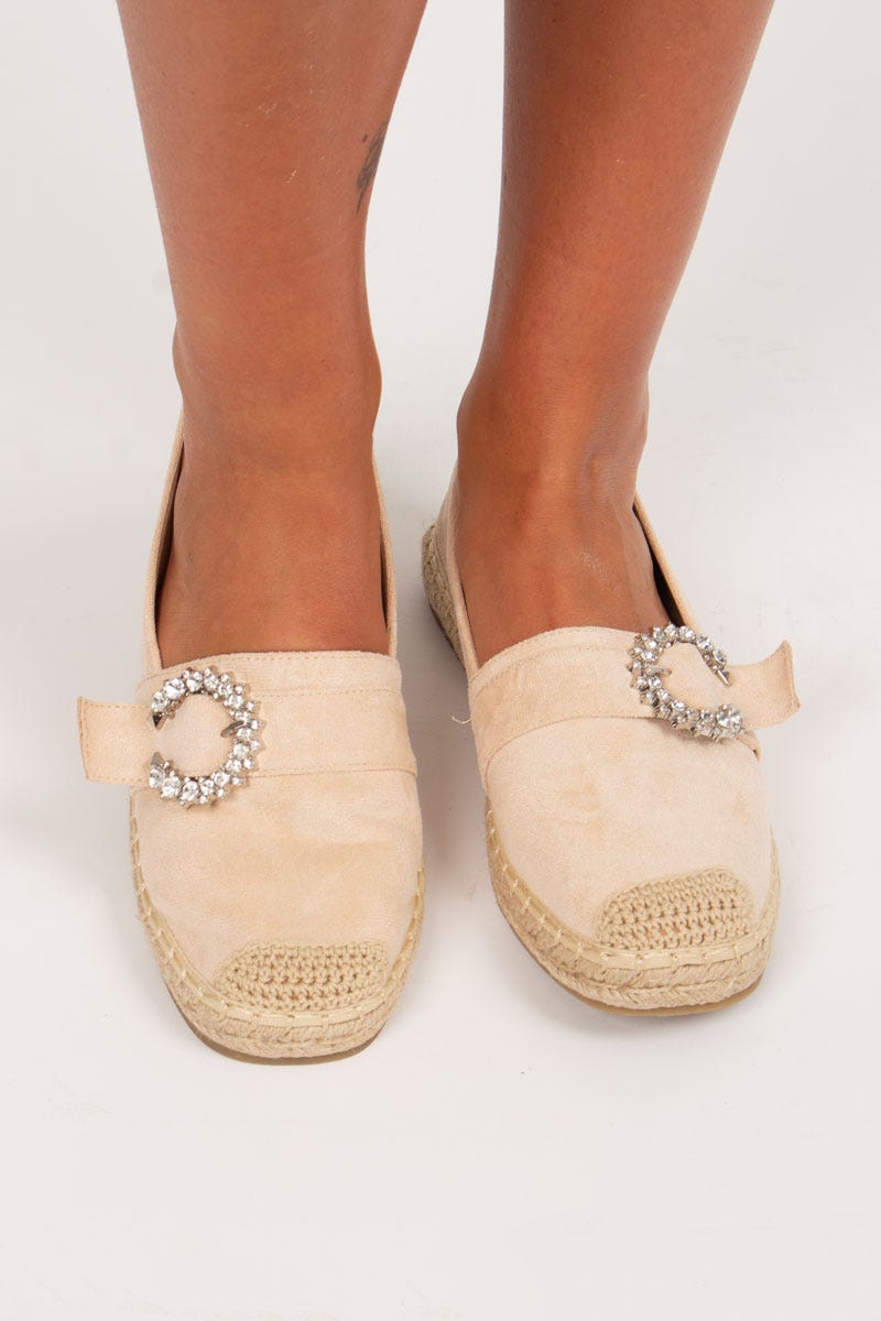 Espadrillos m. spänne, Beige