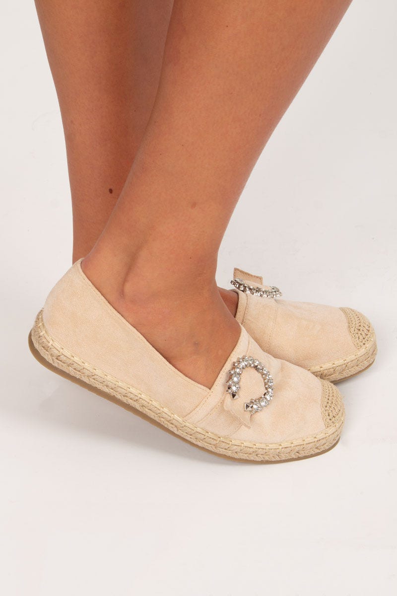 Espadrillos m. spänne, Beige