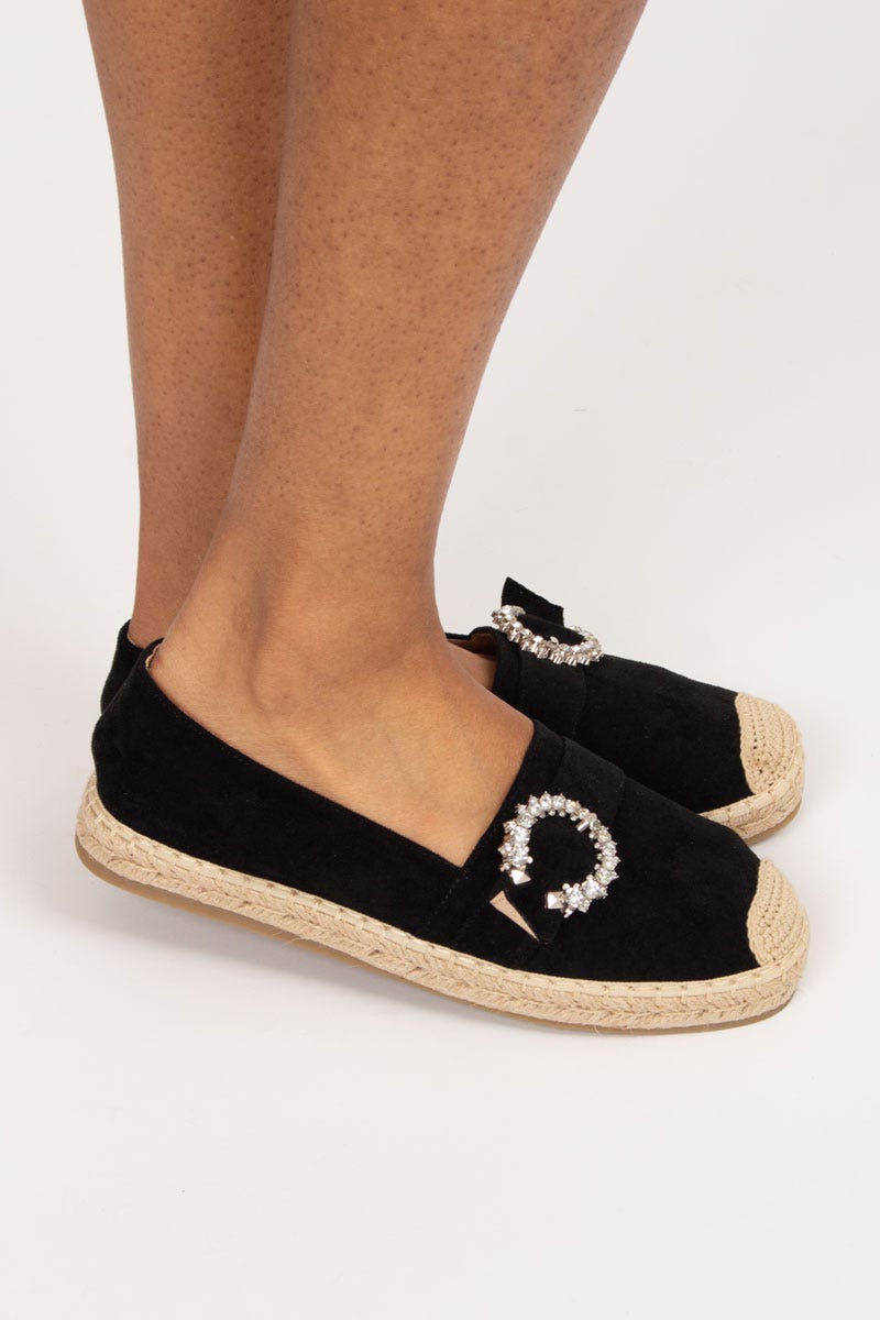 Espadrillos m. spänne, Svart