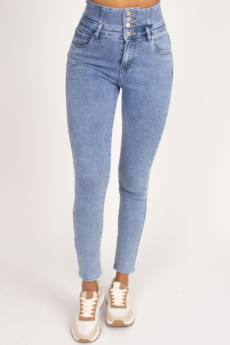 Högmidjade skinny jeans, Denim