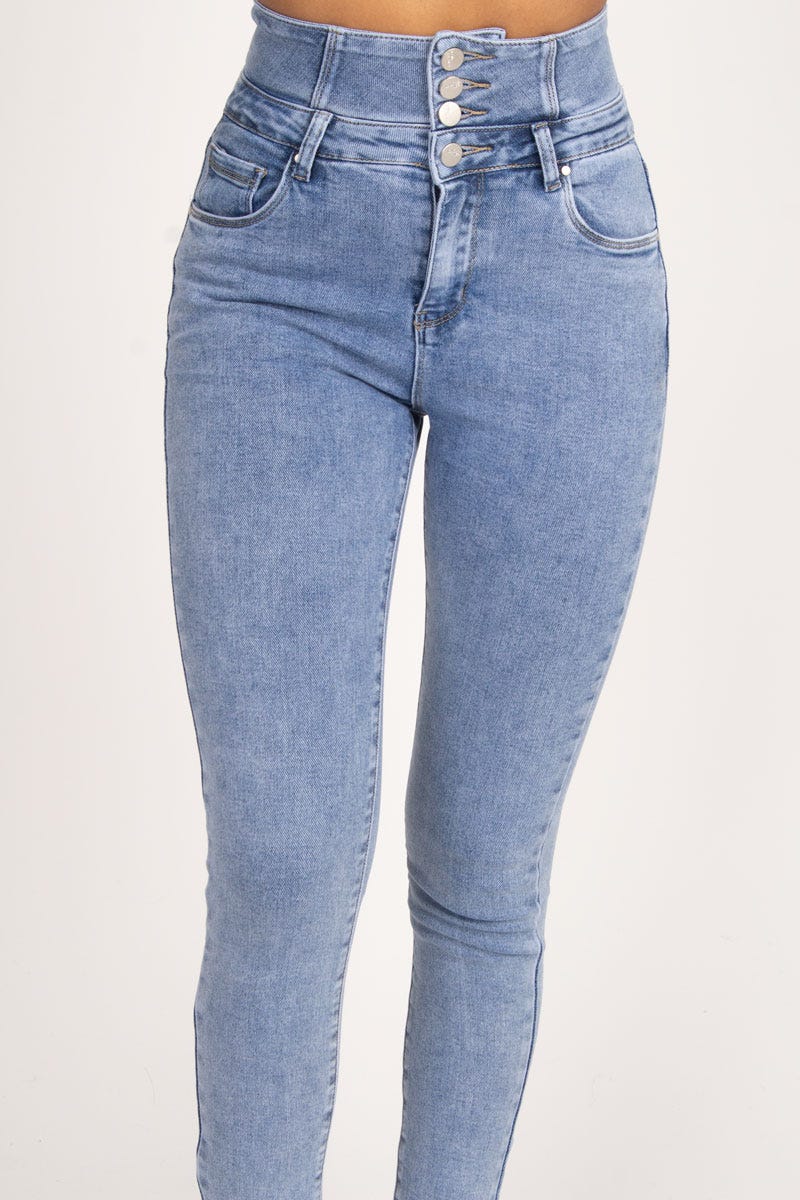 Högmidjade skinny jeans, Denim