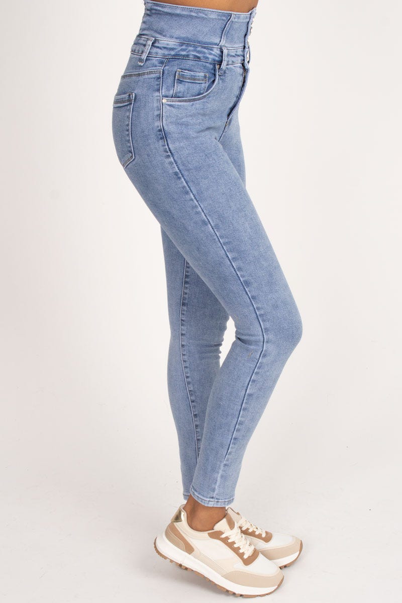 Högmidjade skinny jeans, Denim