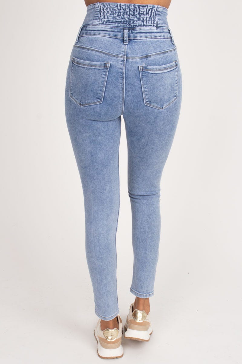 Högmidjade skinny jeans, Denim