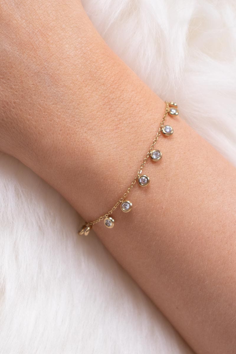 Armband m. strass, Guld