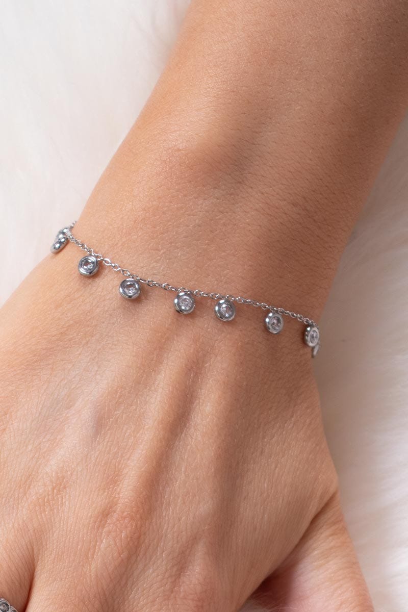 Armband m. strass, Silver