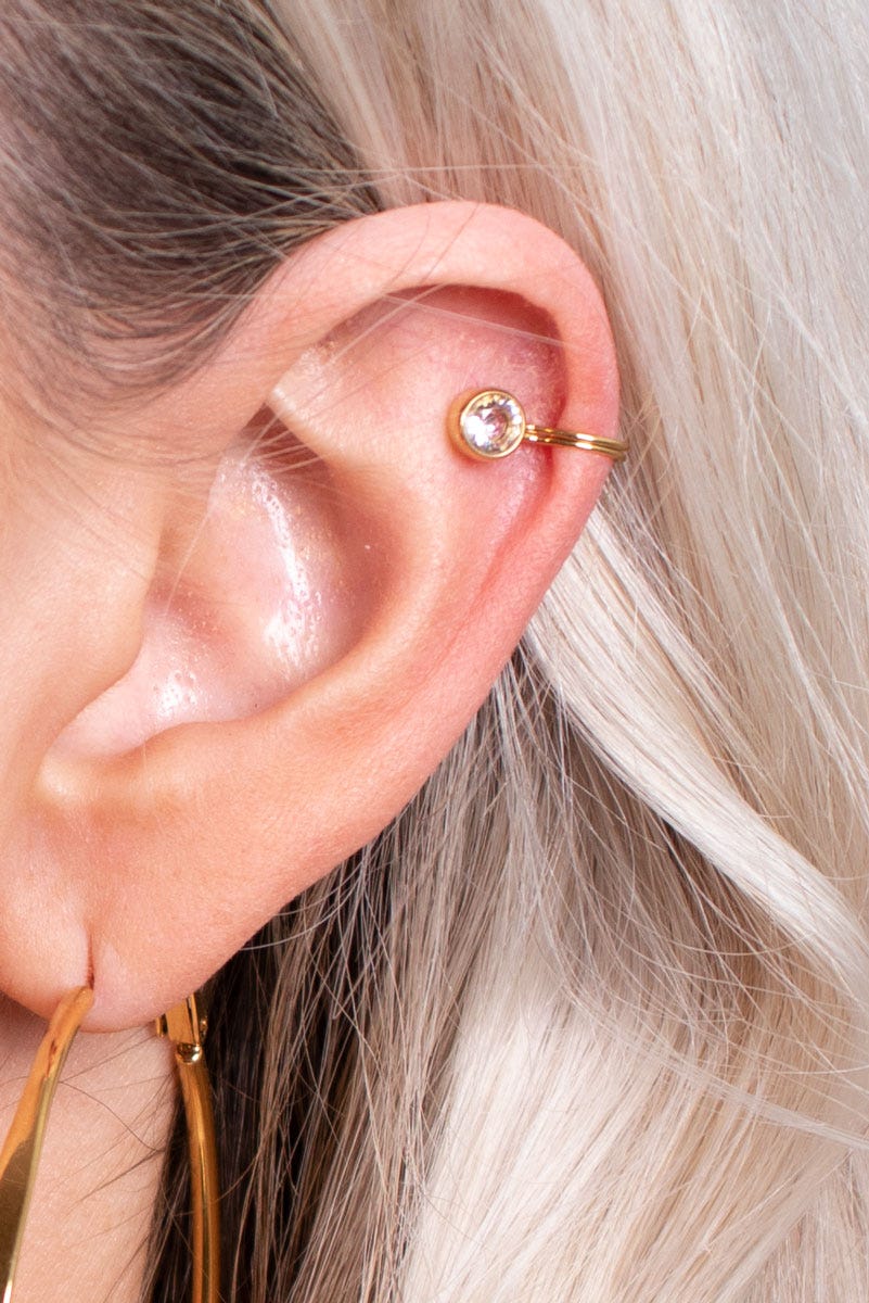 Earcuff m. sten, Guld