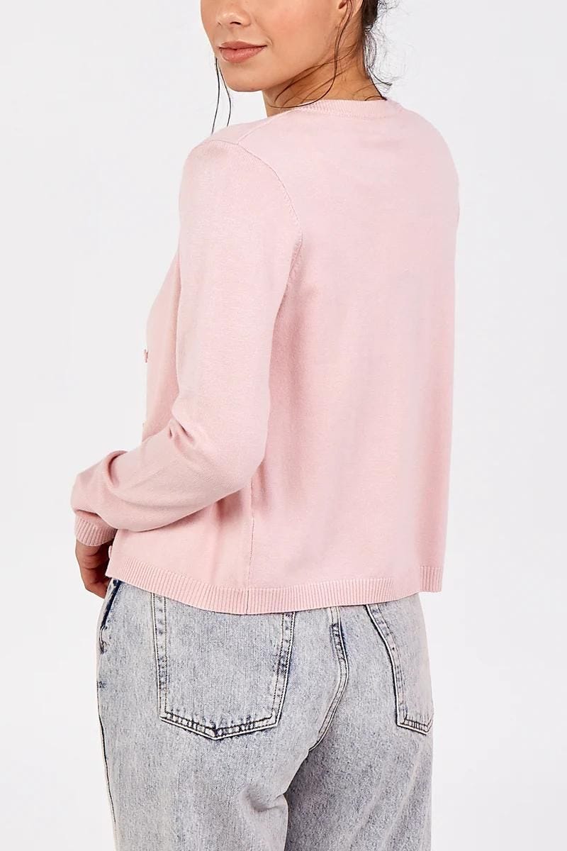 Twinset m. top och cardigan, Rosa