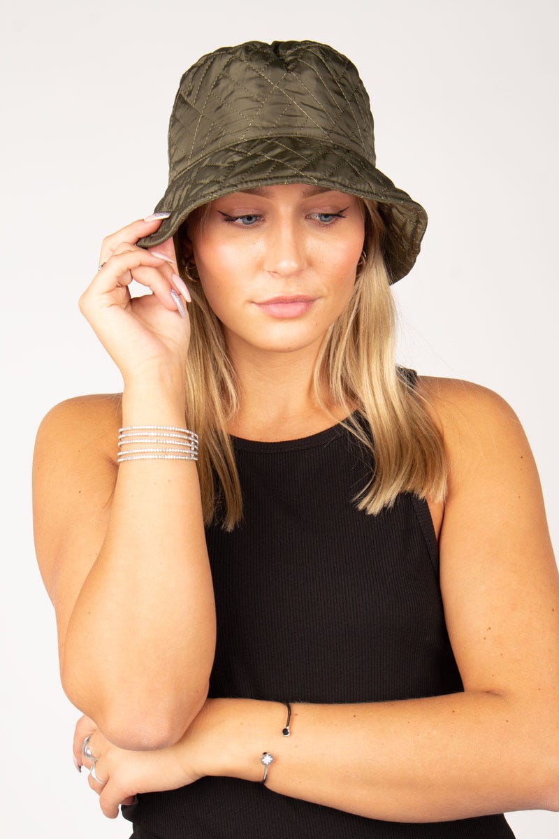 Quiltad buckethat, Khaki