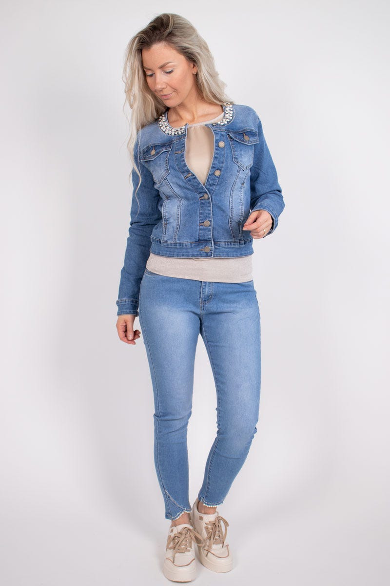 Jacka m. pärlor, Denim