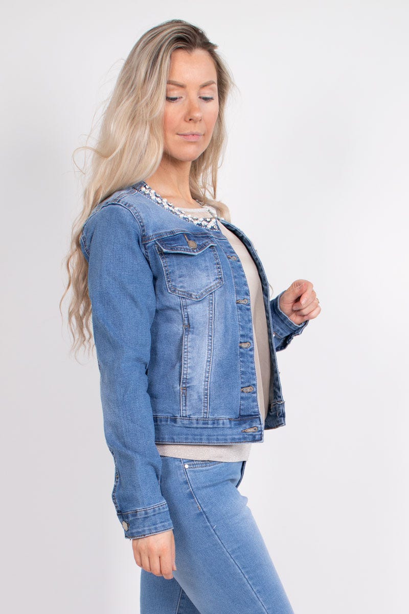 Jacka m. pärlor, Denim