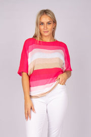 T-shirt m. striber Pink