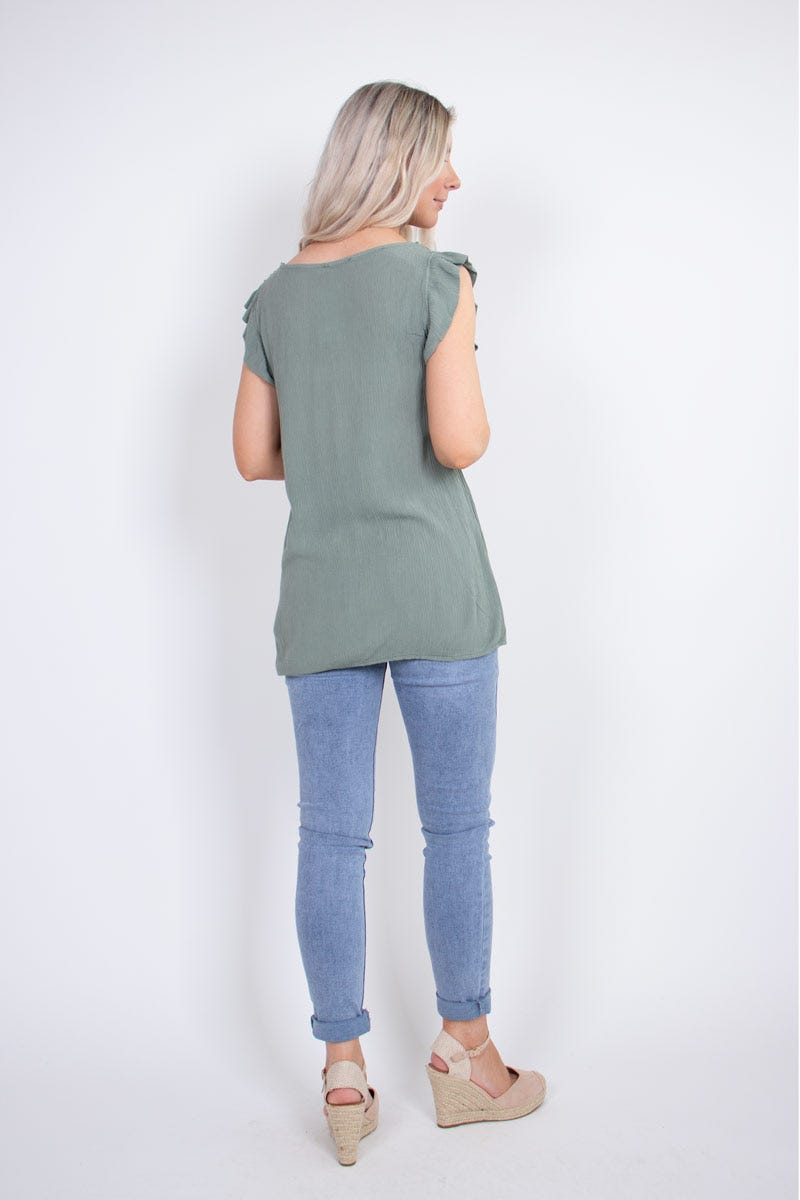 Top m. broderi, Khaki