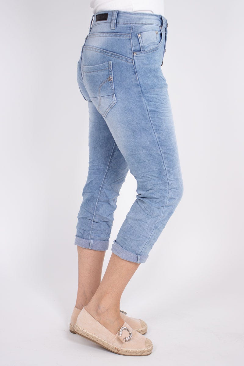 3/4 Jeans m. knappar, Denim