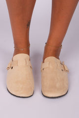 Tofflor m. foder, Beige