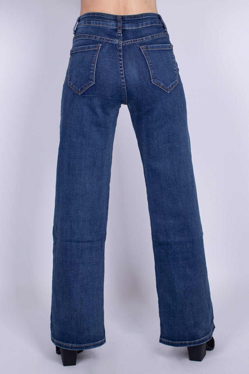 Jeans m. raka ben, Mörk denim