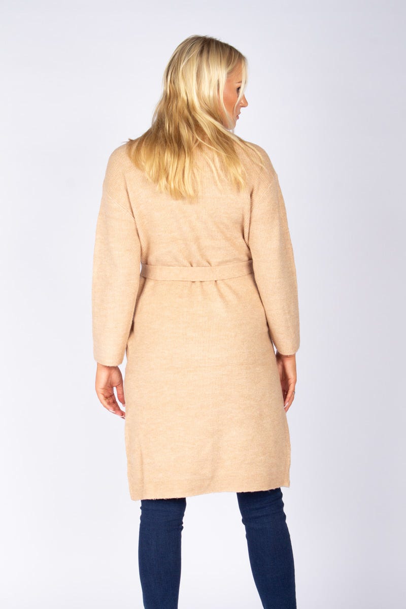 Finstickad cardigan, Beige