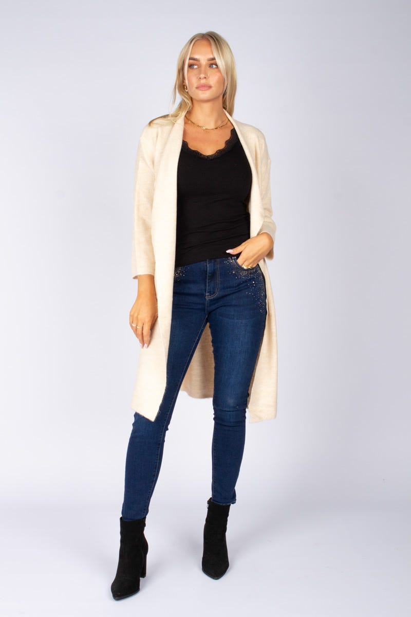 Finstickad cardigan, Creme