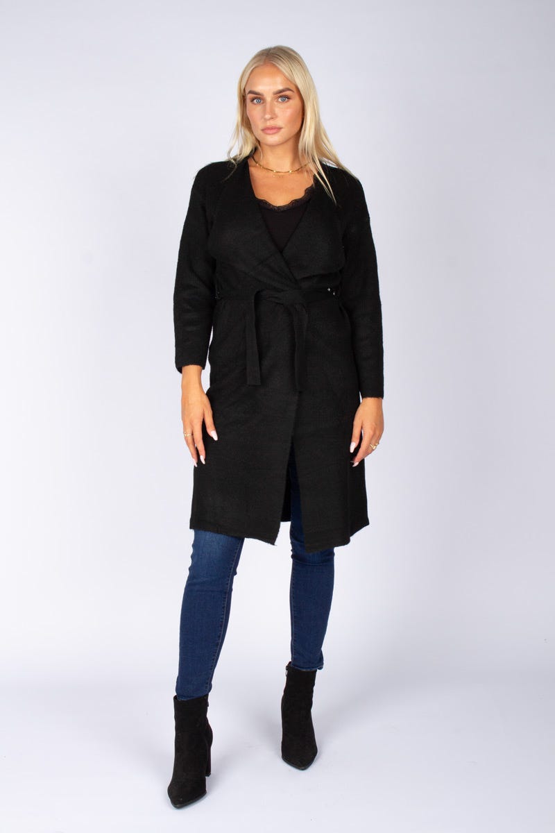 Finstickad cardigan, Svart