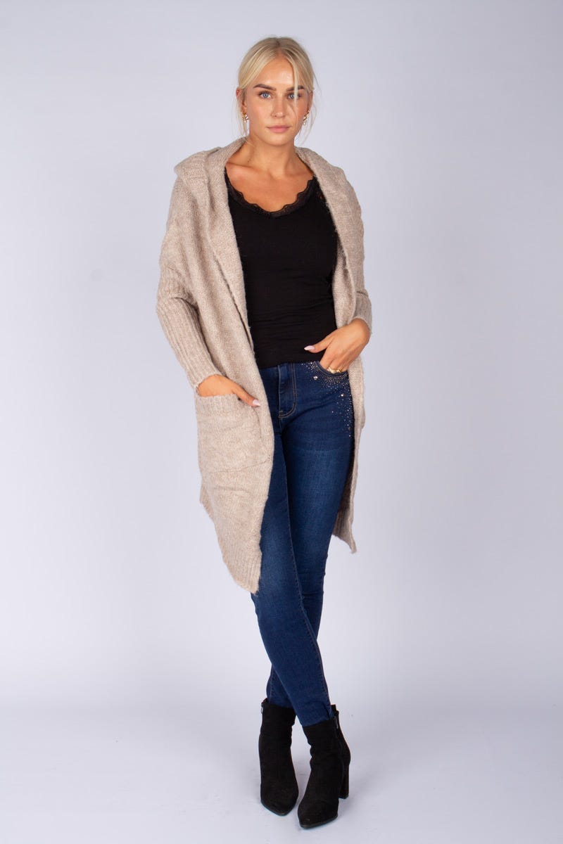 Cardigan m. luva, Beige