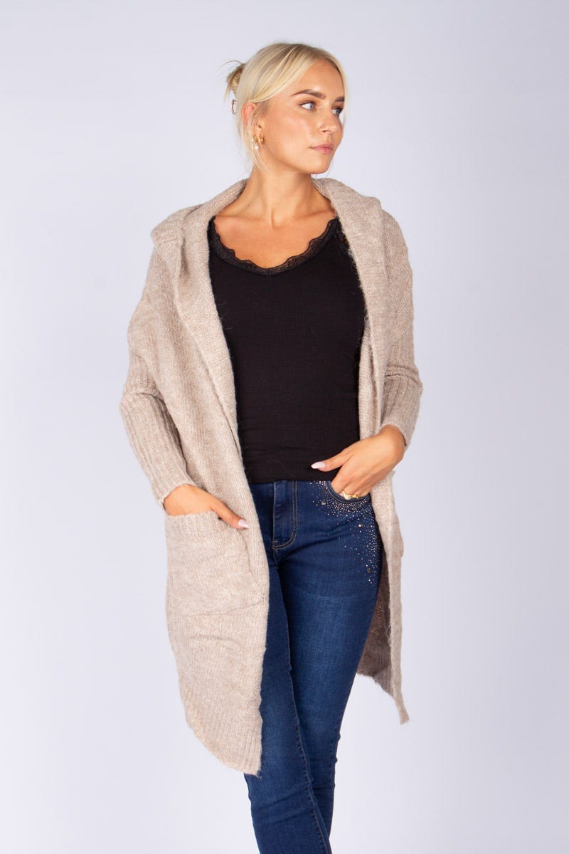 Cardigan m. luva, Beige