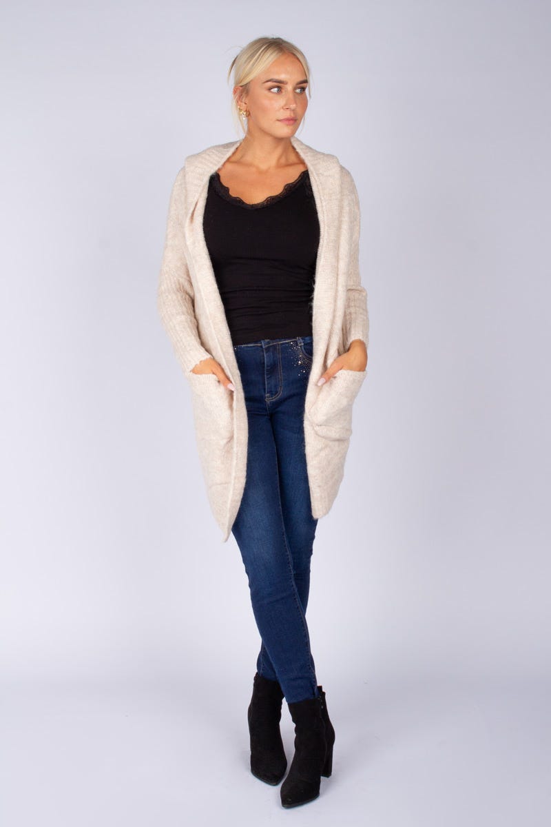 Cardigan m. luva, Creme