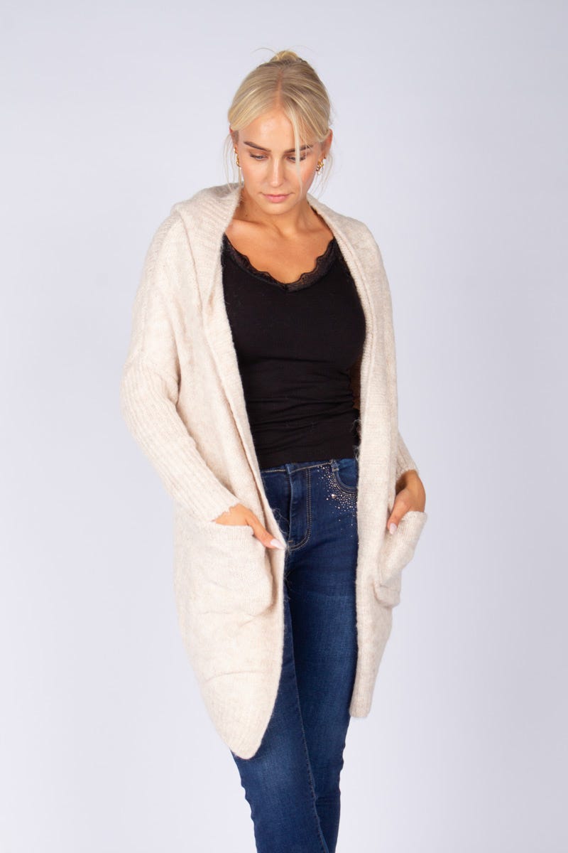 Cardigan m. luva, Creme