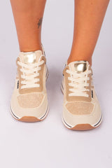 Sneakers m. glittersten, Beige