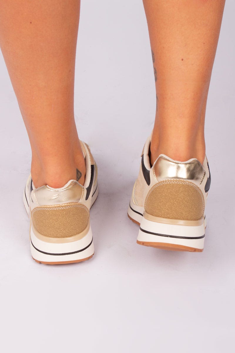 Sneakers m. glittersten, Beige